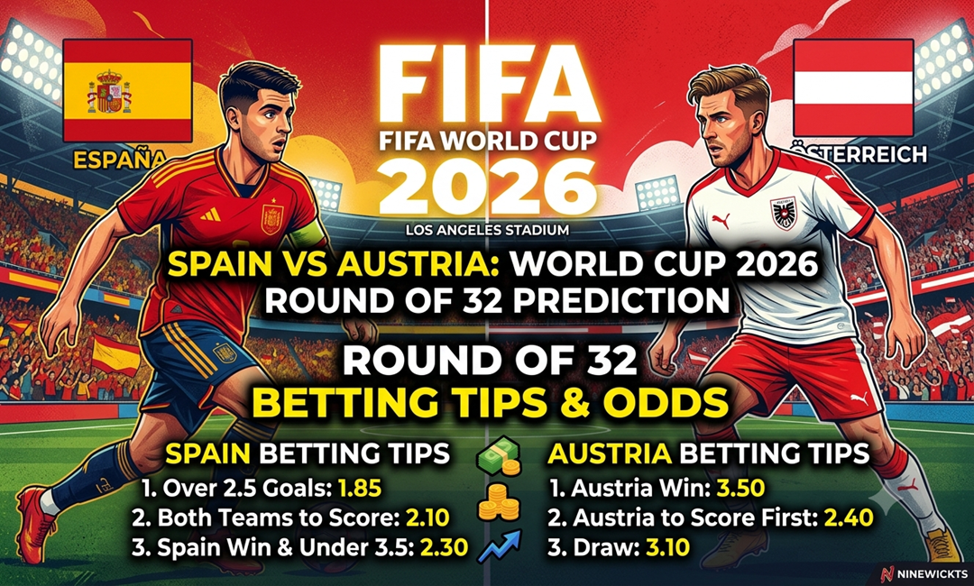 Spain vs Austria Prediction: World Cup 2026 Round of 32 Betting Tips & Odds