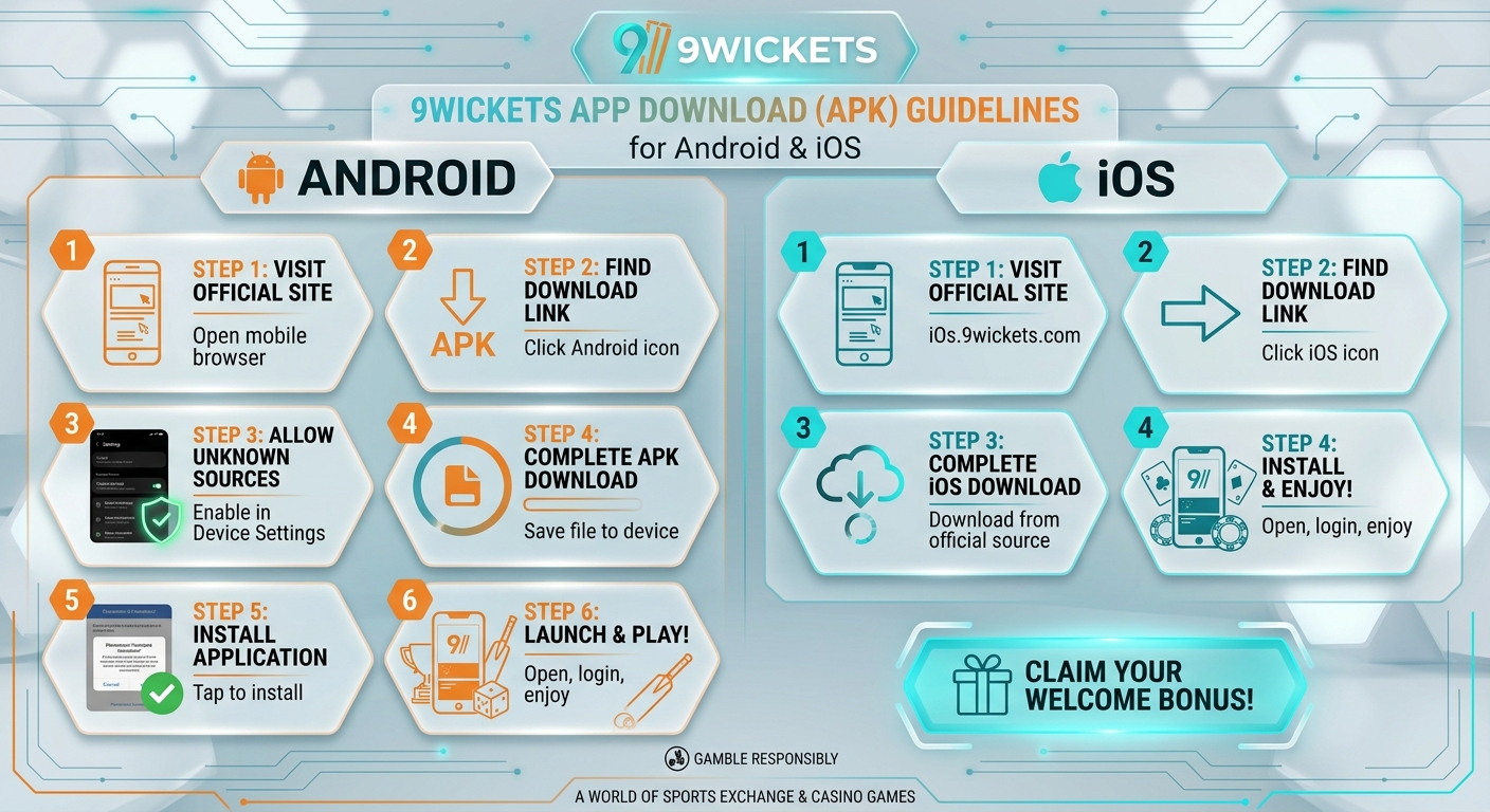 9Wickets App Download (APK) Guidelines for Android & iOS